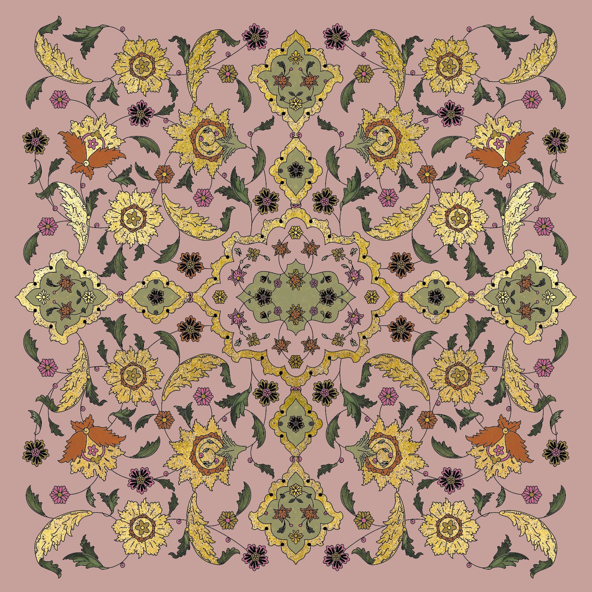 HOU Old pink and green holly leaves