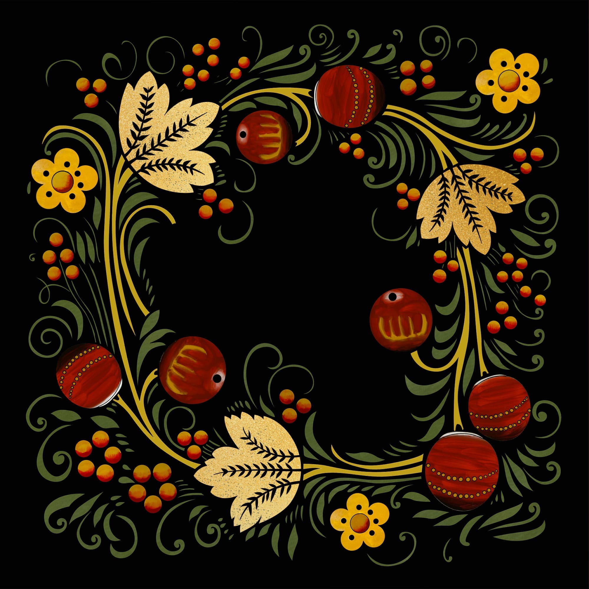 RUB Gold red flowers