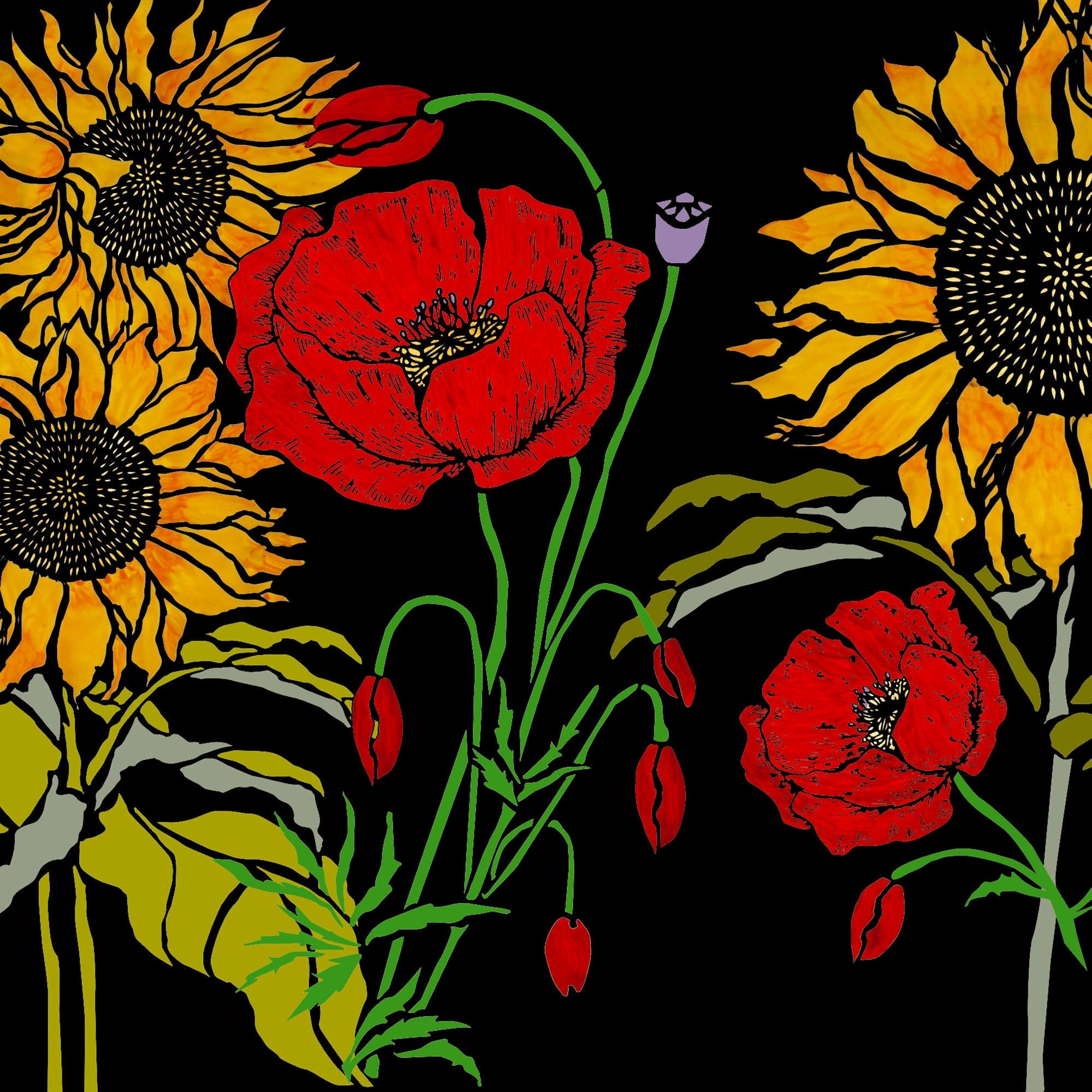 SUN Sunflowers poppies